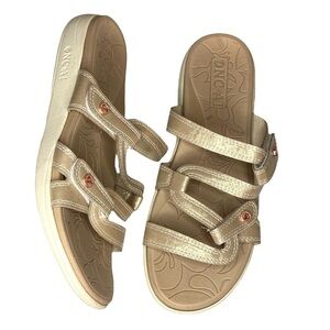 Oncai Metalic gold tan strappy slides sandals womens shoes EU 40